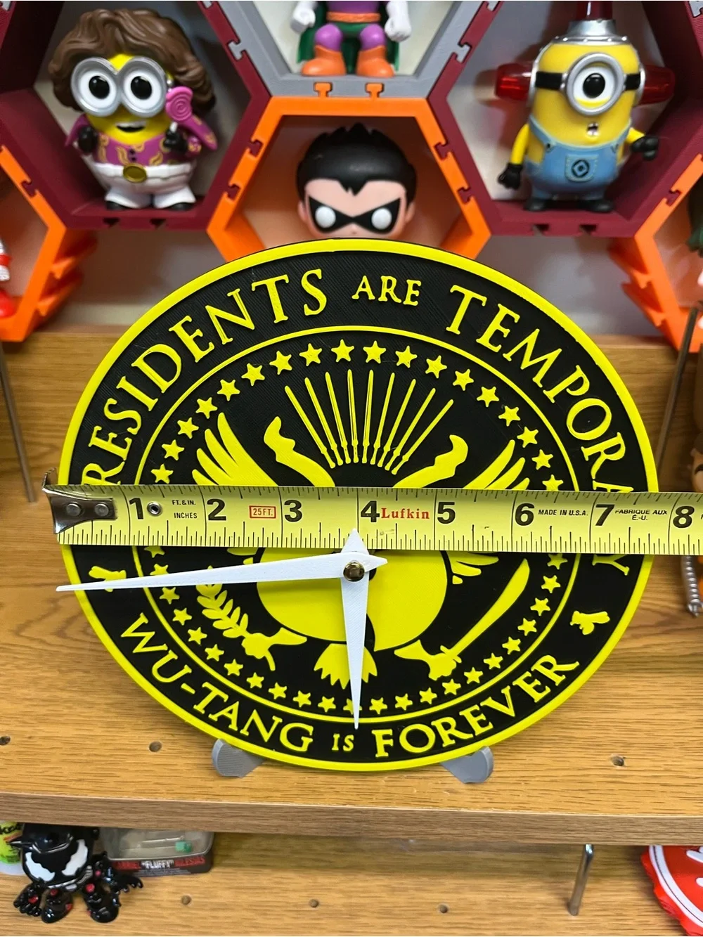 Yellow and Black 'Presidents Are Temporary' Decorative Wall Clock